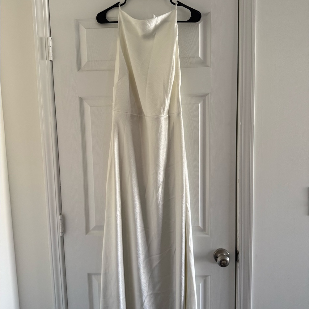 Abercrombie & Fitch Pearl High-Neck Crinkle Satin Dress Large